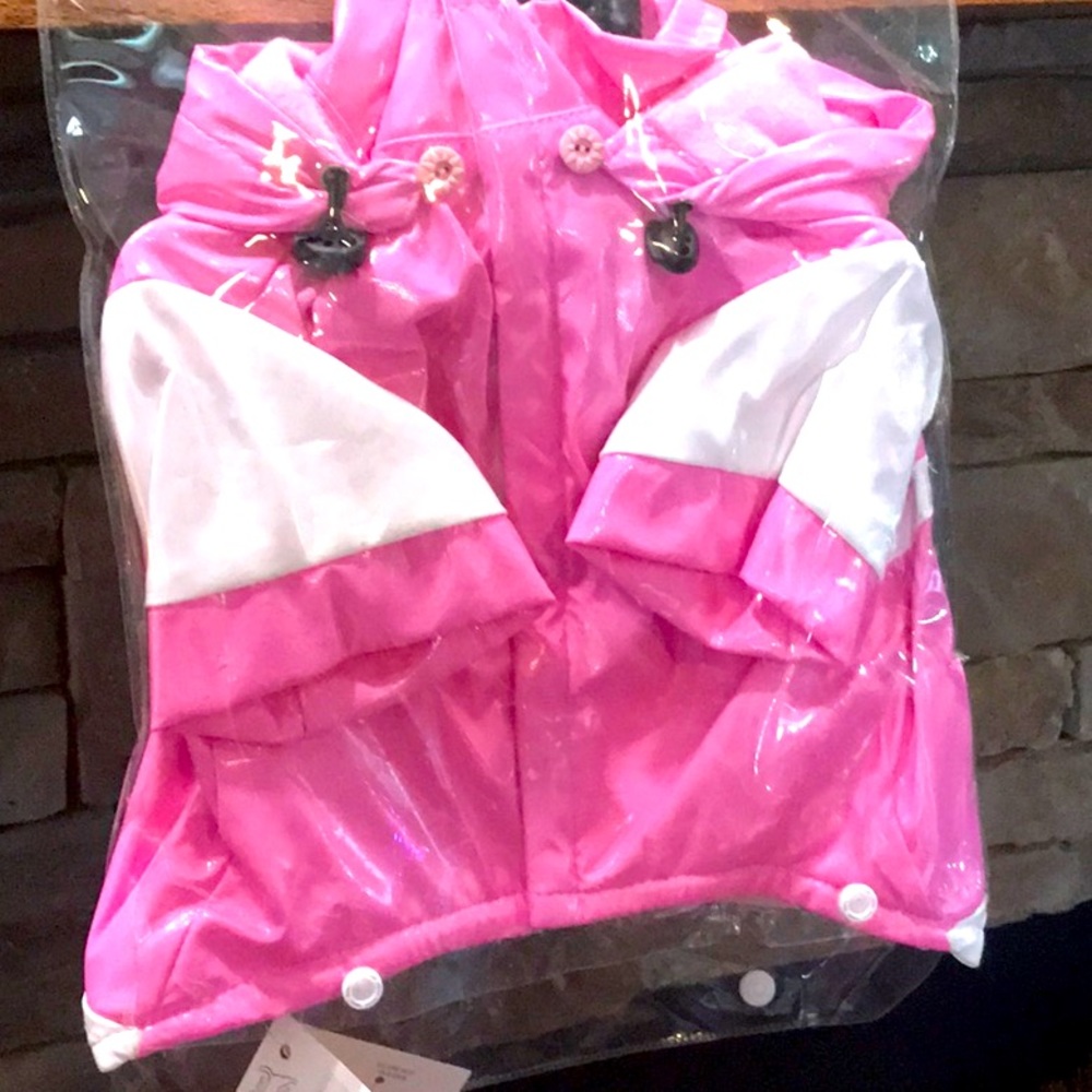 Pink rain coat for pet.